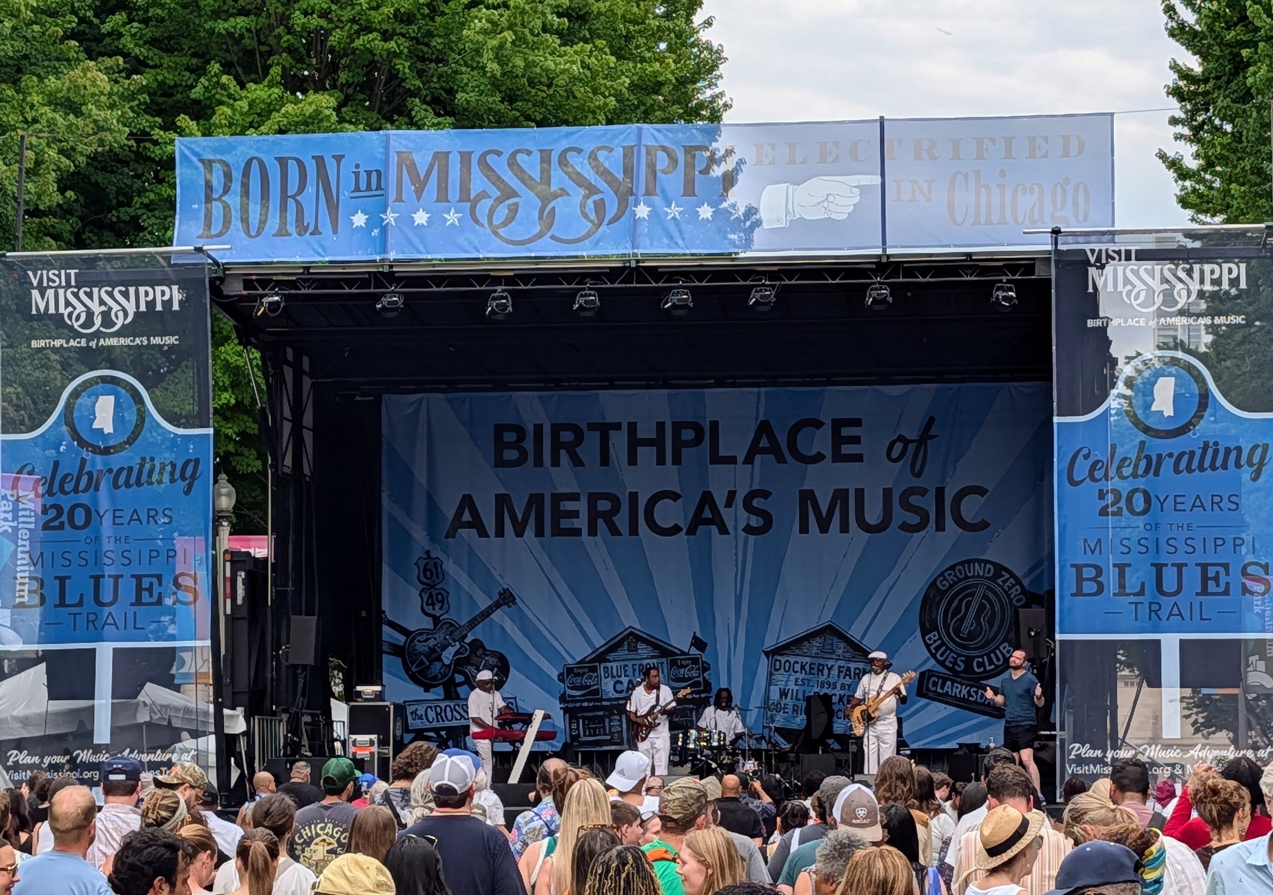 The Visit Mississippi Crossroads stage at the 2026 Blues Festival in Millennium Park in downtown Chicago.